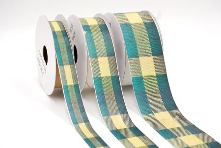 Vanille und Waldgrün Blockkaromusterband_AI